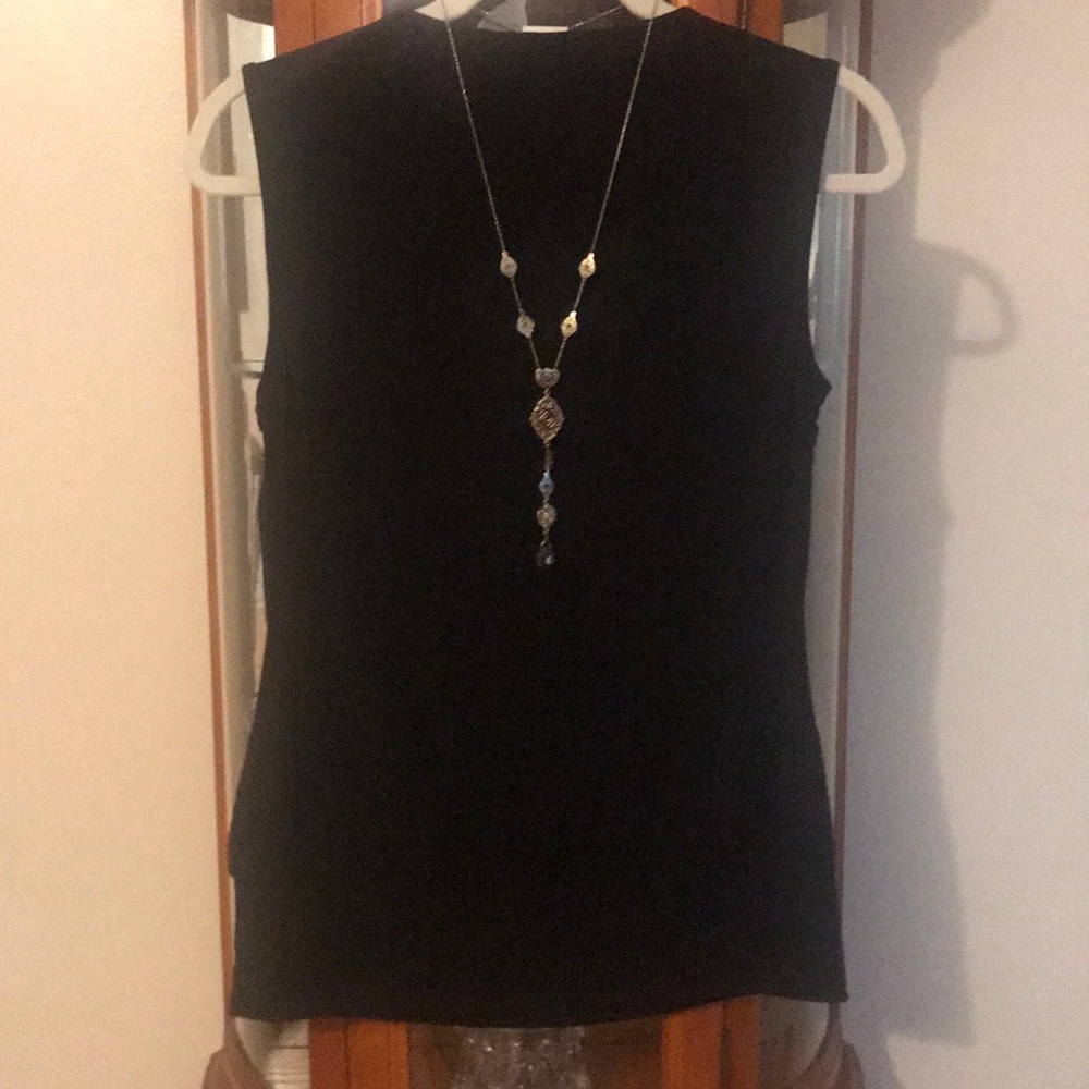 ATF-silver and gold tone necklace with clear beads
